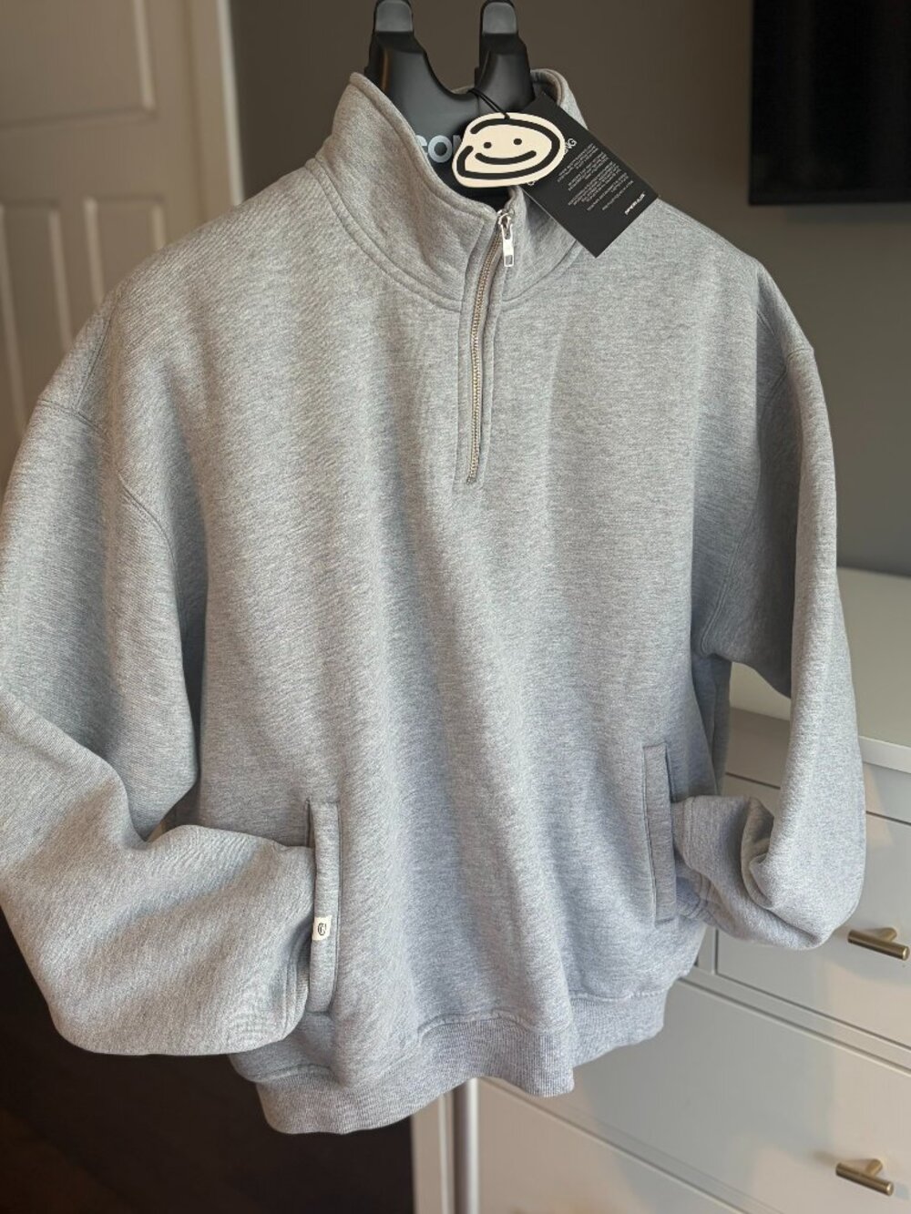 NWT DRMERS CLUB Grey Quarter Zip Sweatshirt Men’s Medium